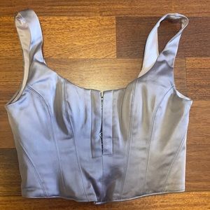Aritzia babaton purple metallic corset top size 0